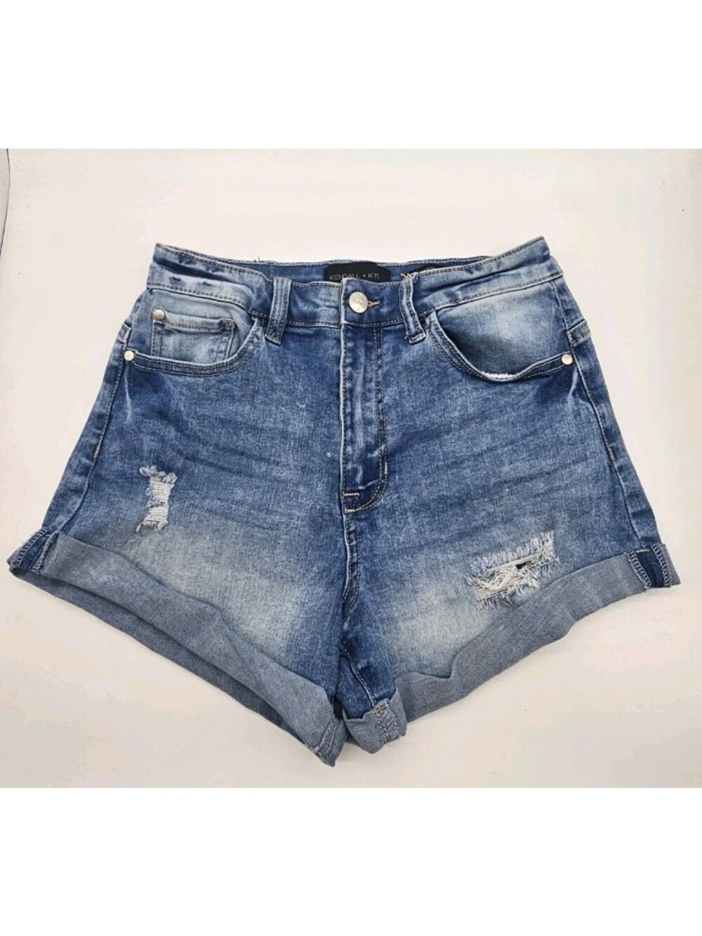 Kendall & Kylie Women's Jean Shorts Size 5 / 27 The Icon Short Distressed Denim